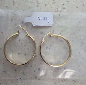 18k Pure Gold From DUBAI Hoop Earrings WITH 750 STAMP Classic Women's Jewelry